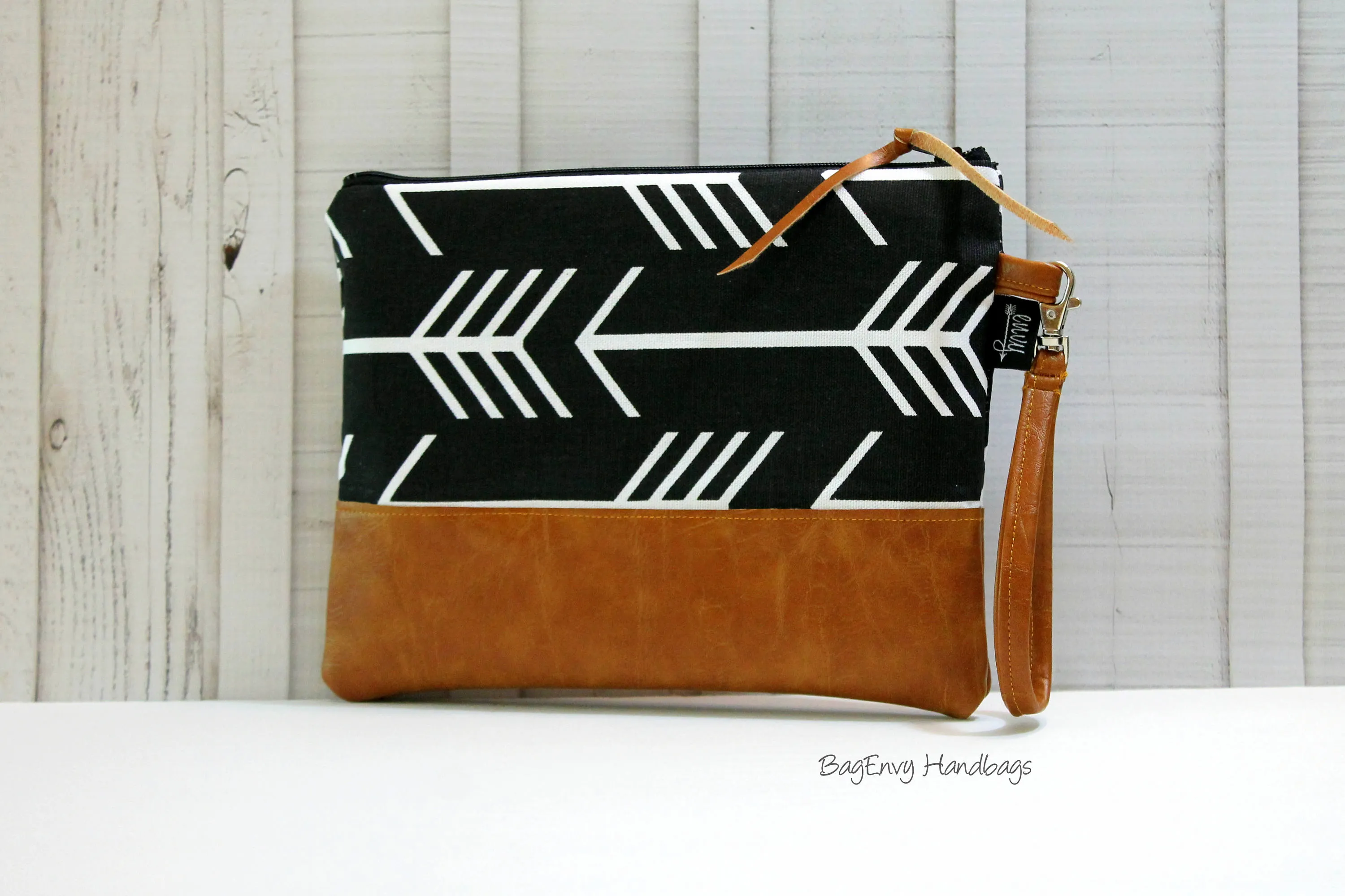 Grab N Go Wristlet Clutch - Black Arrows with Vegan Leather