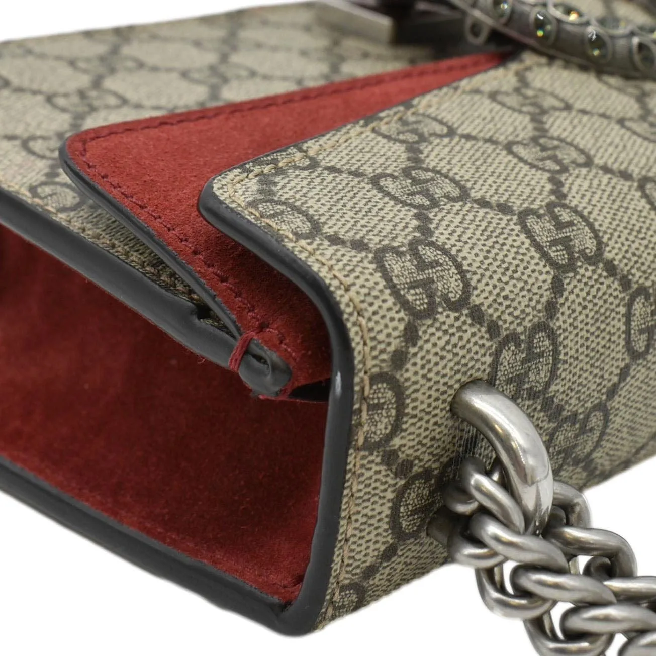 GUCCI Dionysus Small Rectangular GG Supreme Canvas Shoulder Bag Beige 499623