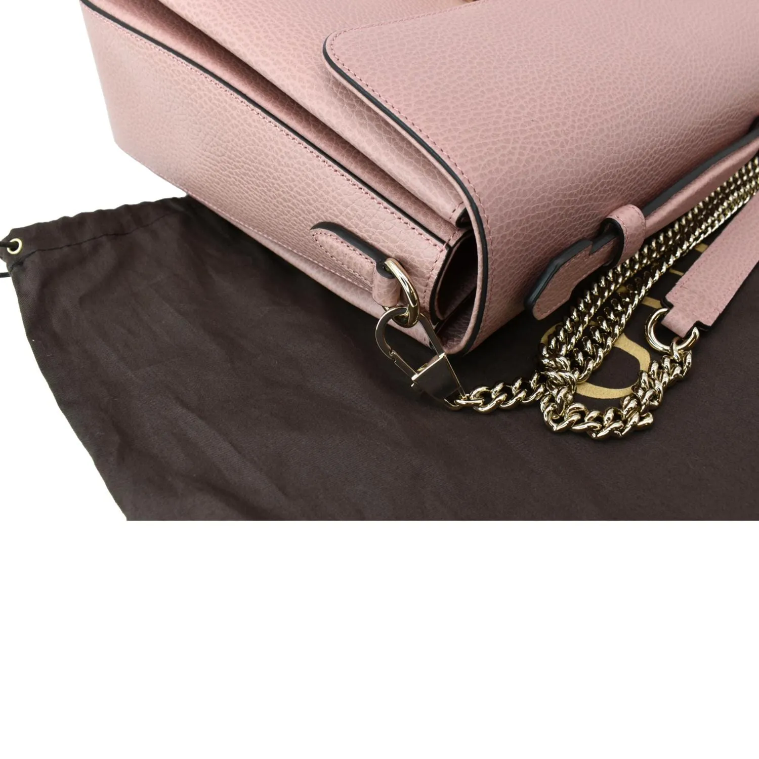 GUCCI Dollar Interlocking G Medium Calfskin Leather Shoulder Bag Soft Pink 510306