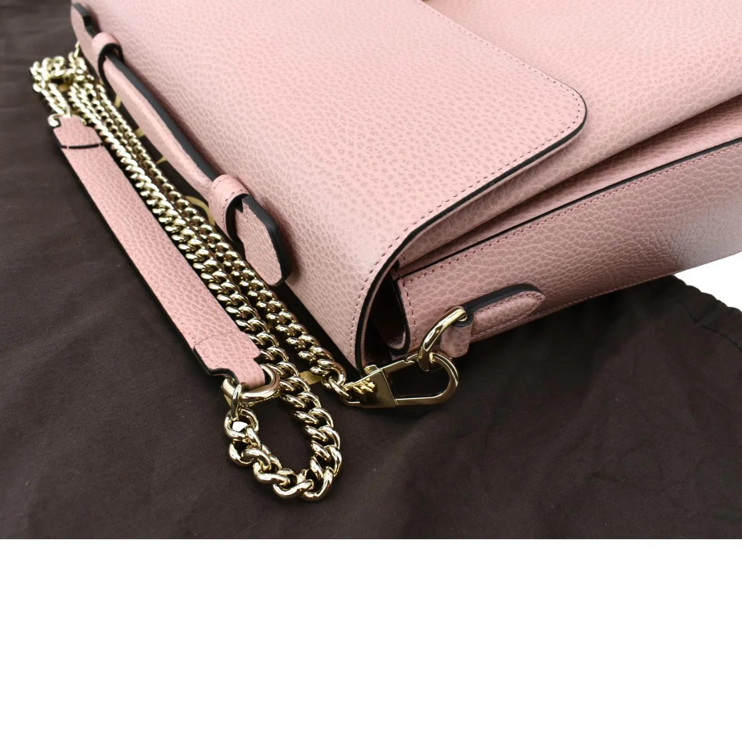 GUCCI Dollar Interlocking G Medium Calfskin Leather Shoulder Bag Soft Pink 510306