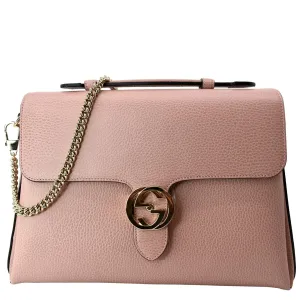 GUCCI Dollar Interlocking G Medium Calfskin Leather Shoulder Bag Soft Pink 510306