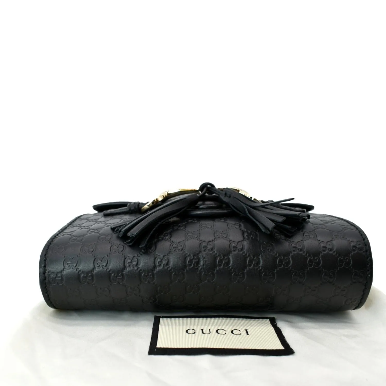 GUCCI Emily Mini Micro GG Leather Shoulder Bag Black 449636