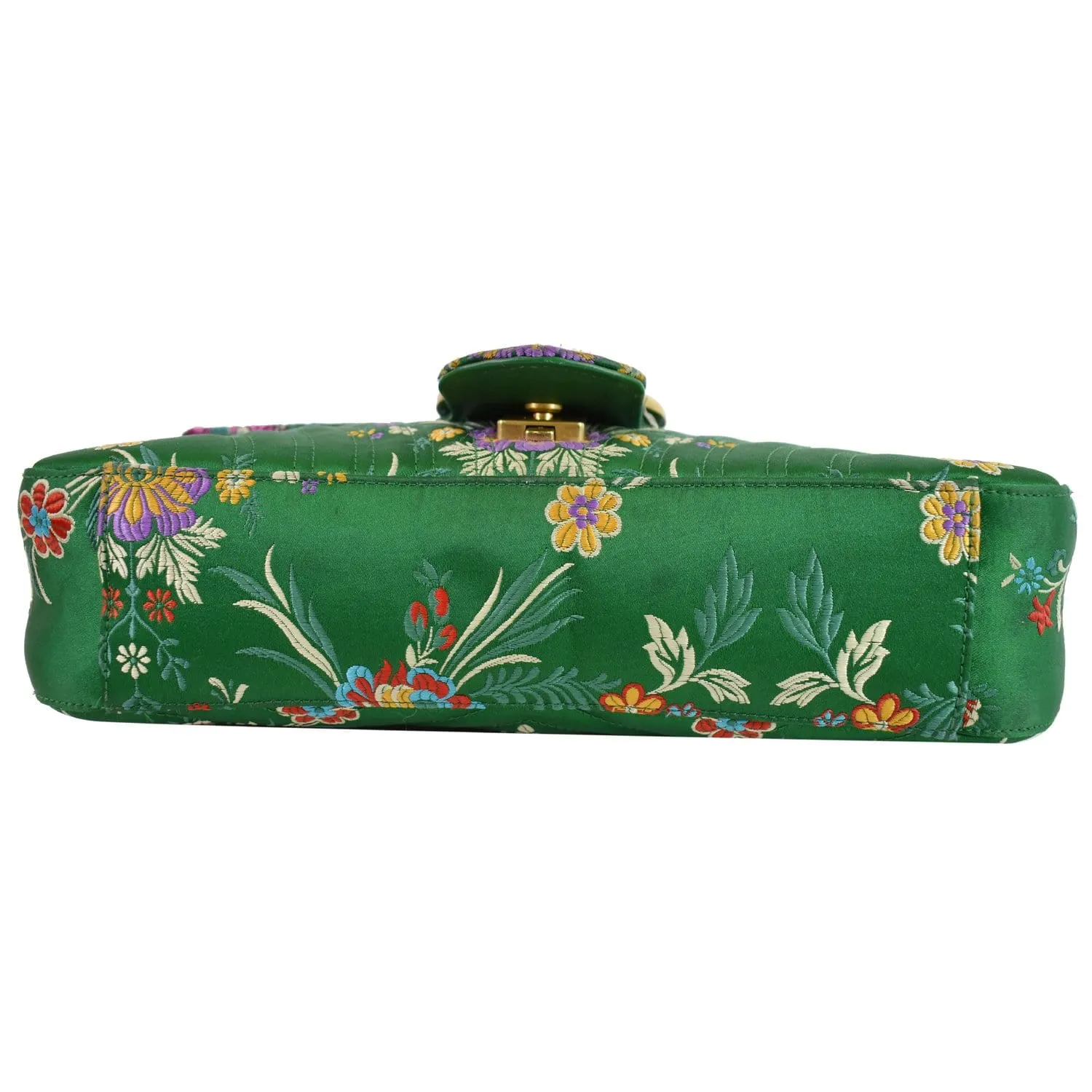 GUCCI GG Marmont Floral Medium Jacquard Matelasse Shoulder Bag Green 443496