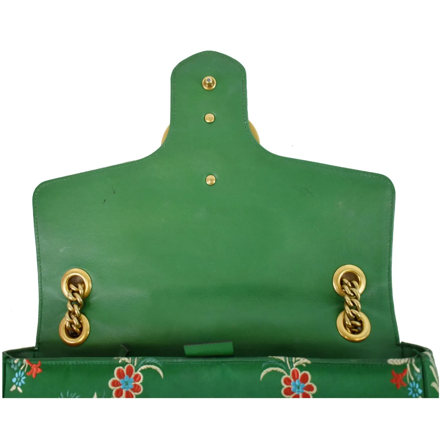 GUCCI GG Marmont Floral Medium Jacquard Matelasse Shoulder Bag Green 443496