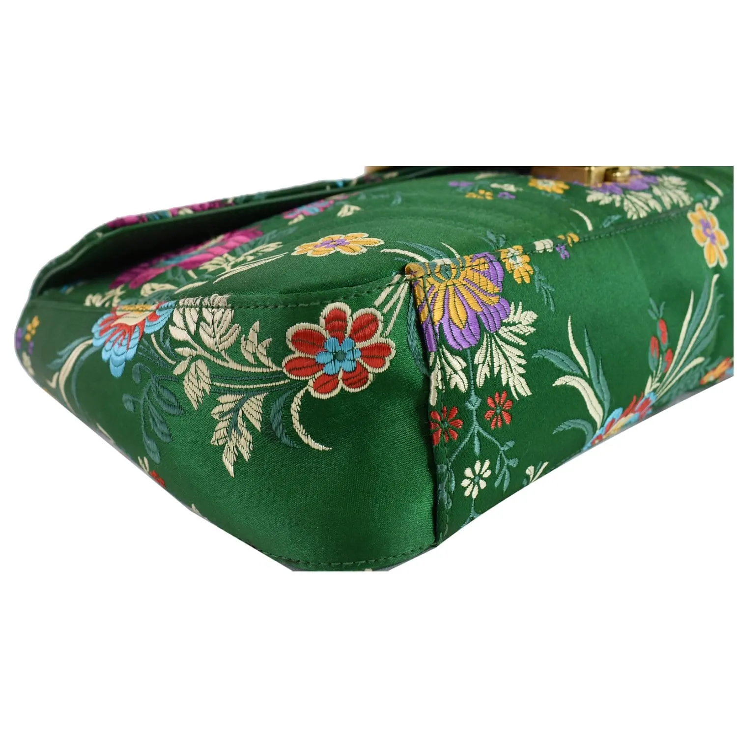 GUCCI GG Marmont Floral Medium Jacquard Matelasse Shoulder Bag Green 443496