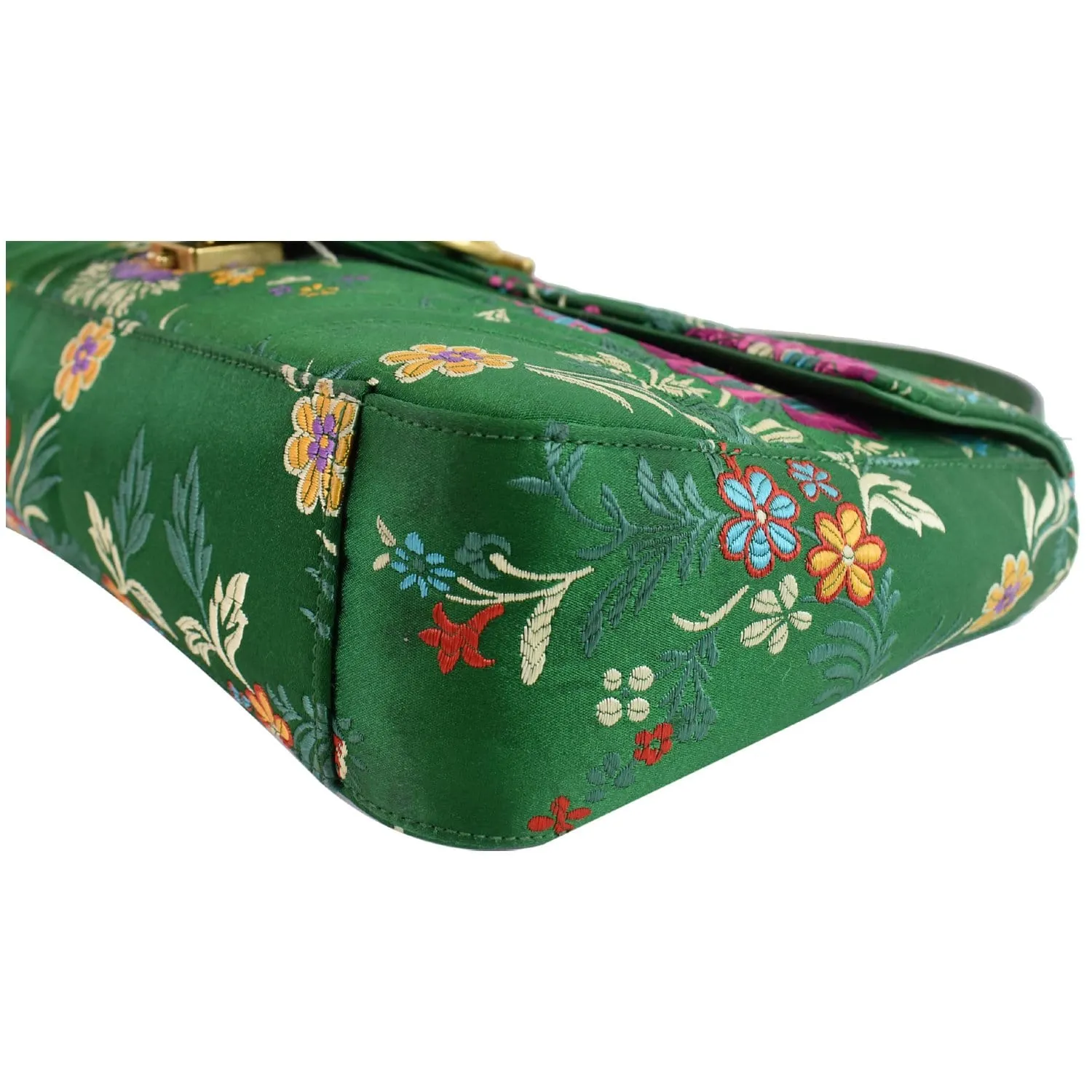 GUCCI GG Marmont Floral Medium Jacquard Matelasse Shoulder Bag Green 443496