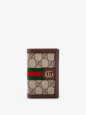 Gucci Gg Supreme Fabric And Leather Card Holder