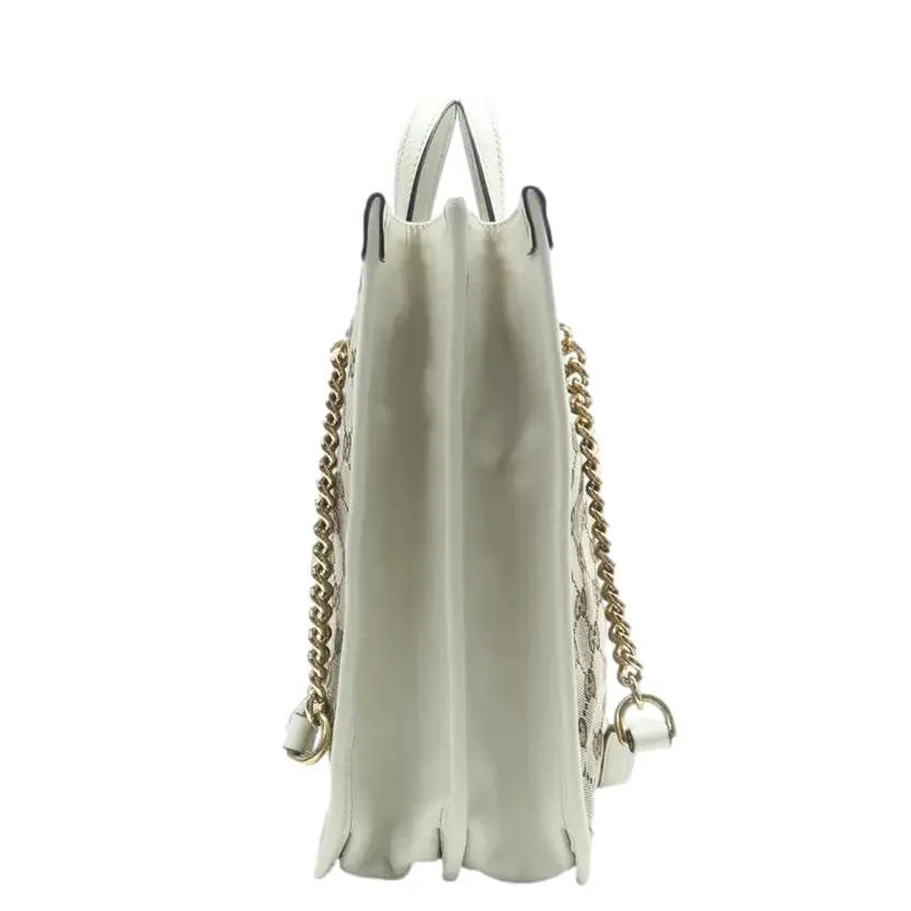 GUCCI Horsebit 1955 GG Supreme Canvas Tote Bag White 621144