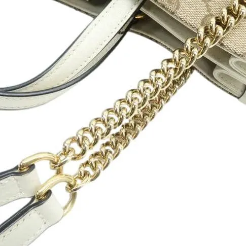 GUCCI Horsebit 1955 GG Supreme Canvas Tote Bag White 621144