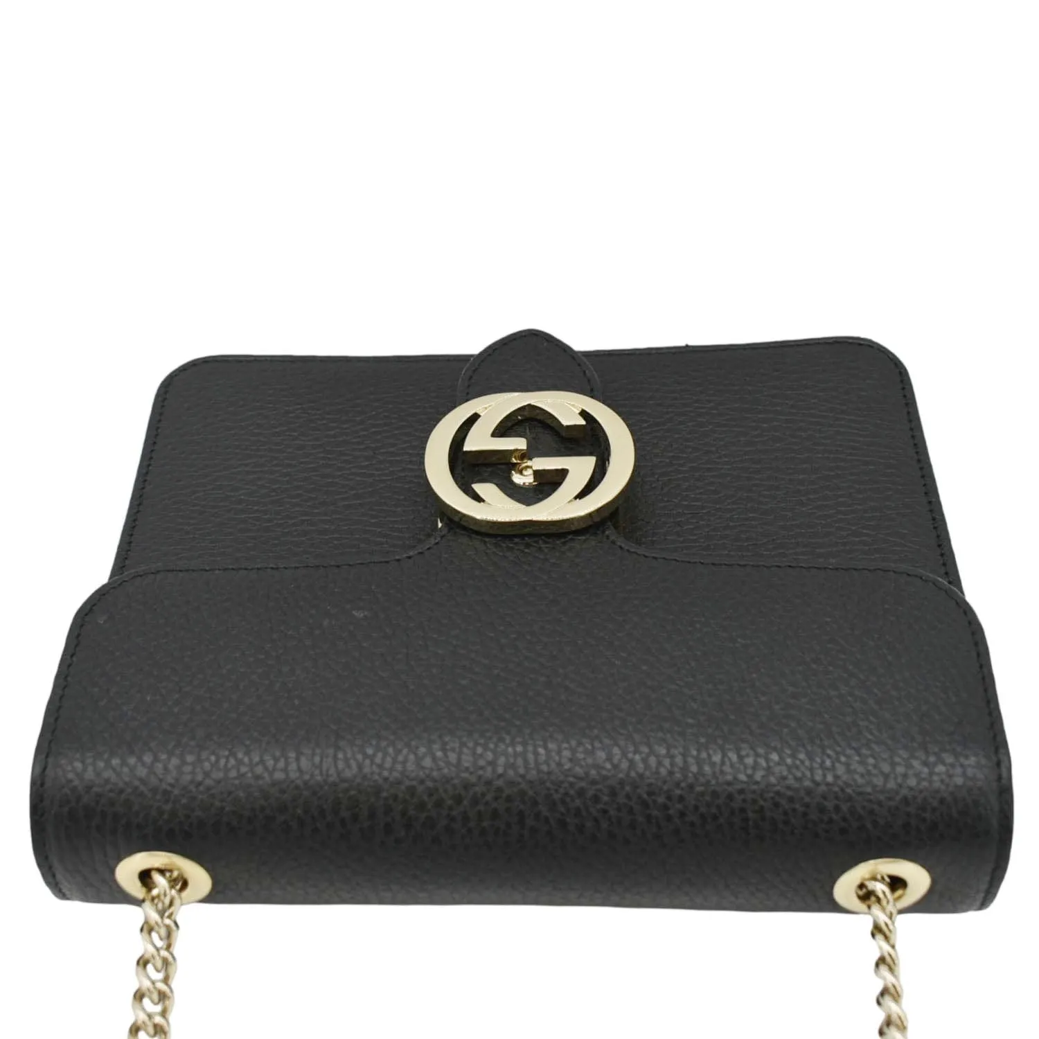 GUCCI Interlocking GG Leather Crossbody Bag Black 510304