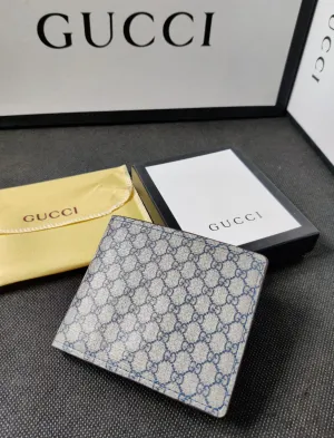Gucci Leather Heavy Quality Blue Full printed design Fancy look Wallet For Man