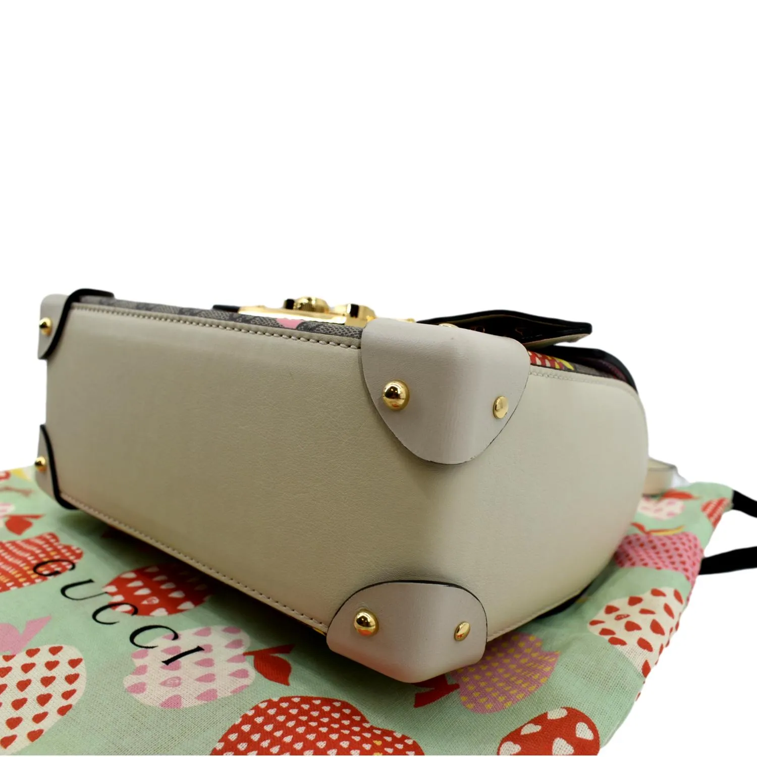 GUCCI Les Pommes GG Supreme Bamboo Top Handle Shoulder Bag Beige 603221