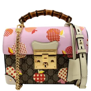 GUCCI Les Pommes GG Supreme Bamboo Top Handle Shoulder Bag Beige 603221