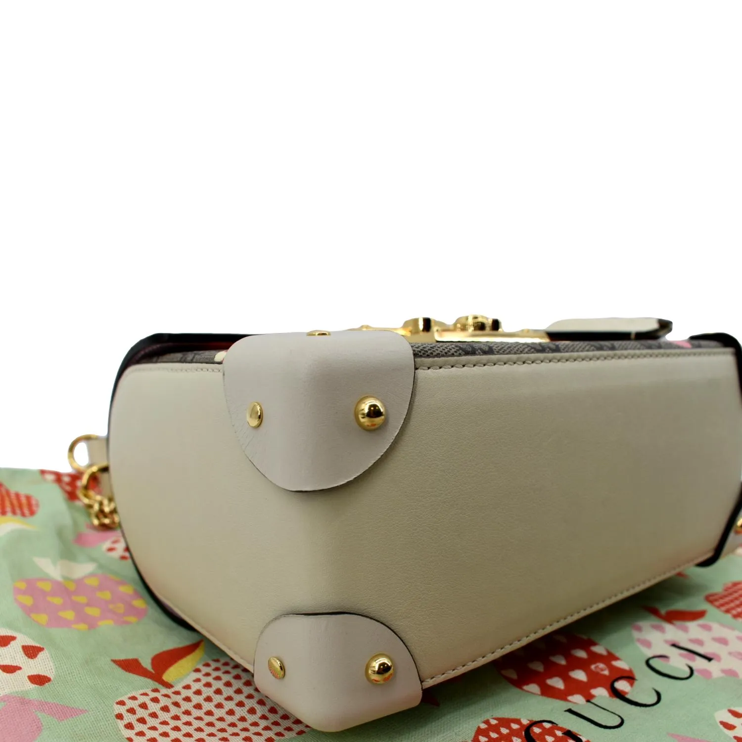 GUCCI Les Pommes GG Supreme Bamboo Top Handle Shoulder Bag Beige 603221