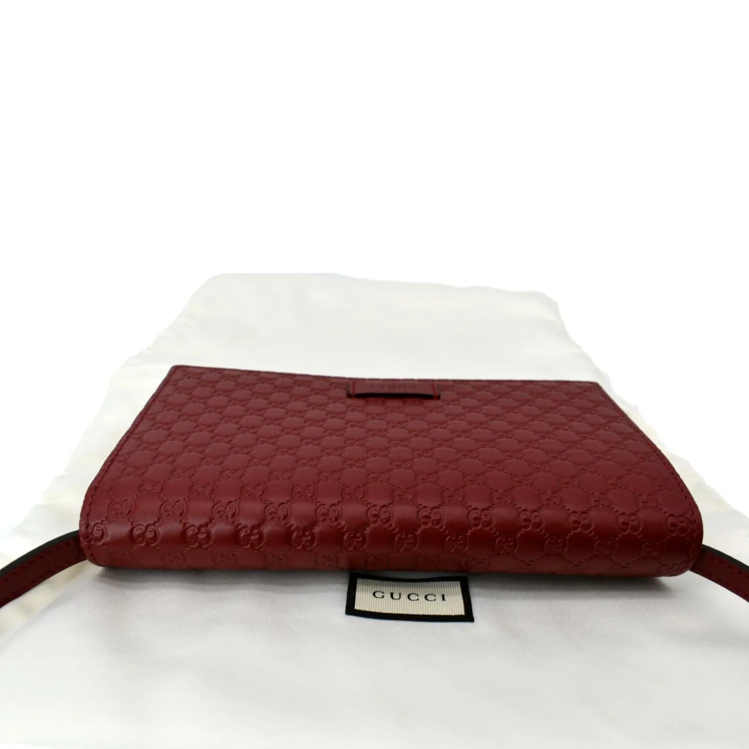 GUCCI Micro GG Leather Crossbody Wallet Red 466507