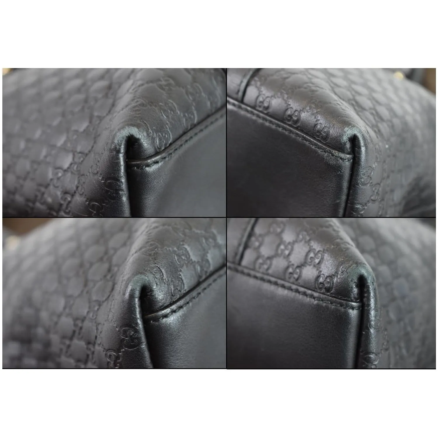 GUCCI Micro Guccissima Leather 2Way Shoulder Bag Black 449655