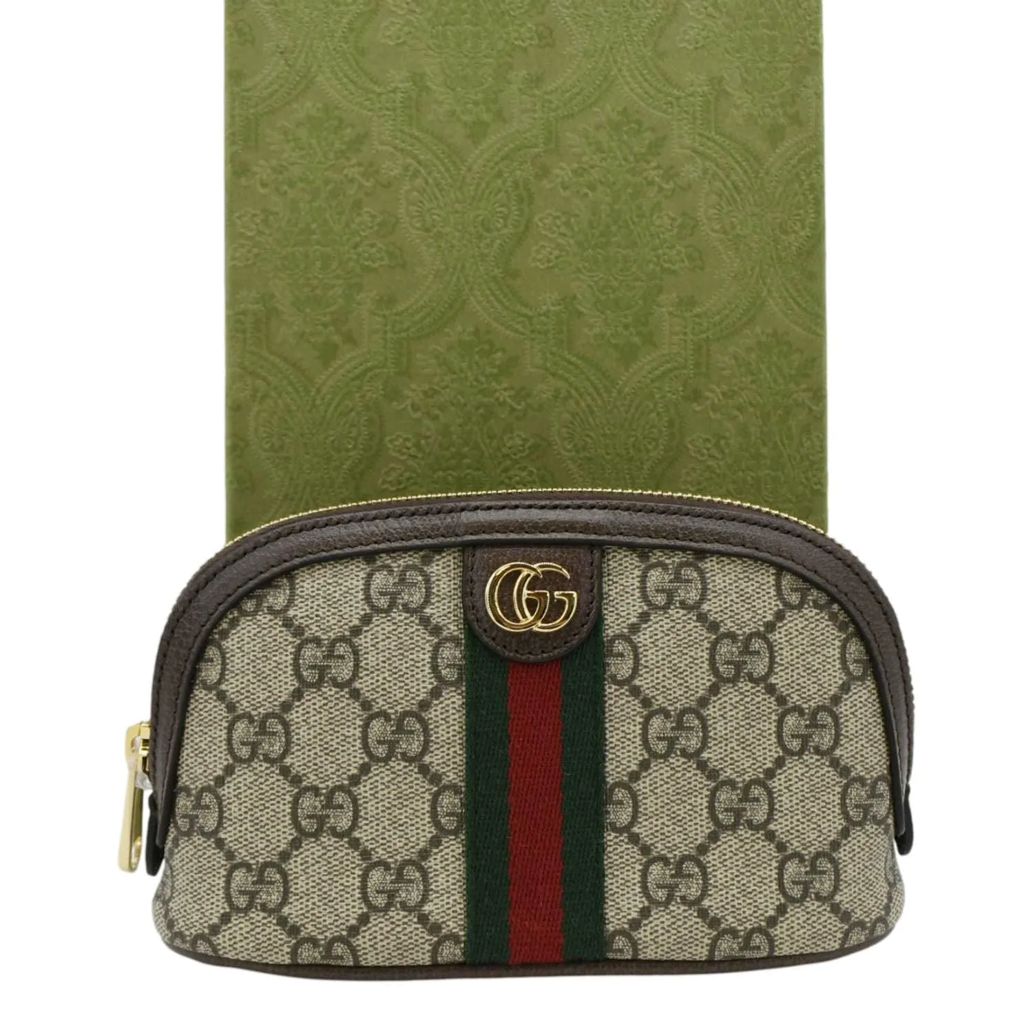 GUCCI Ophidia GG Medium Supreme Canvas Cosmetic Case Beige 625550