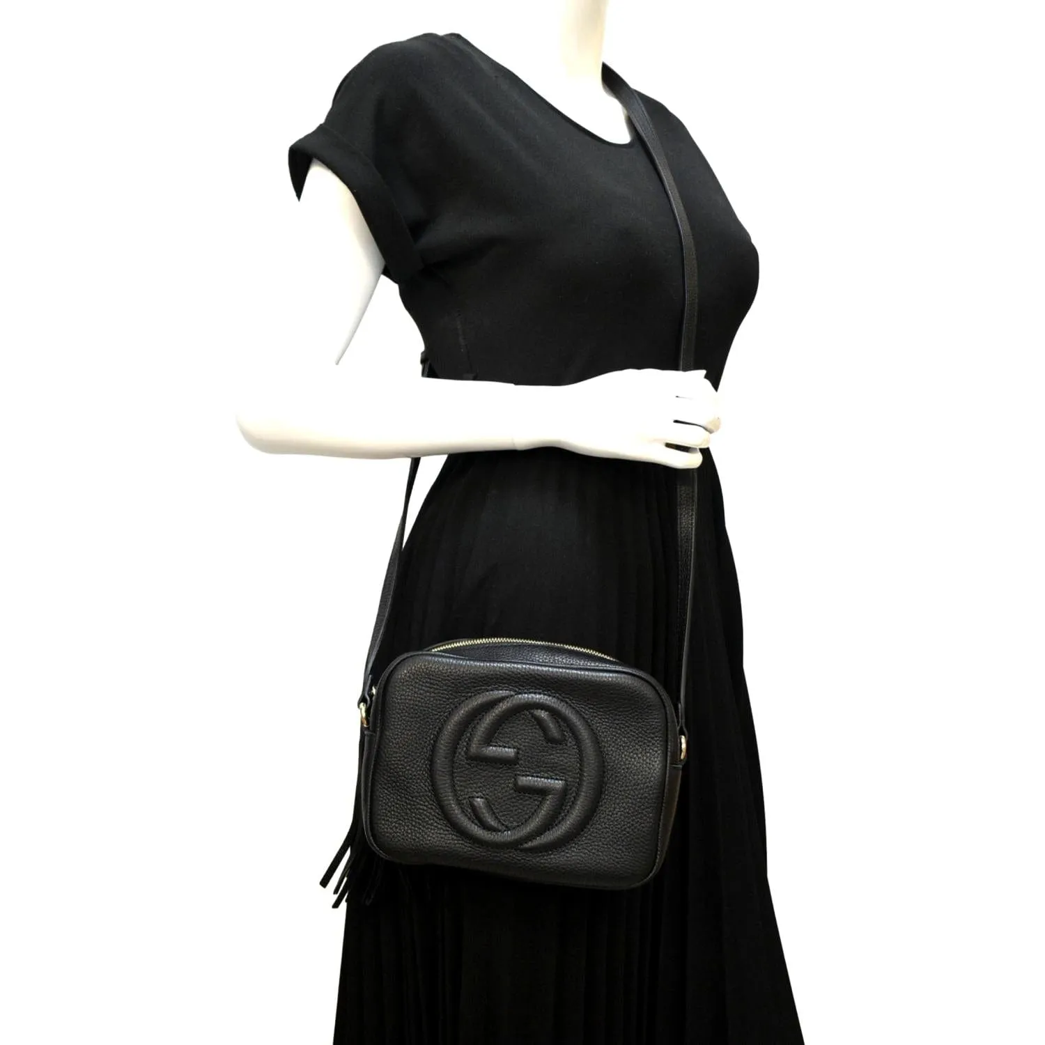 GUCCI  Soho Disco Leather Crossbody Bag Black 308364