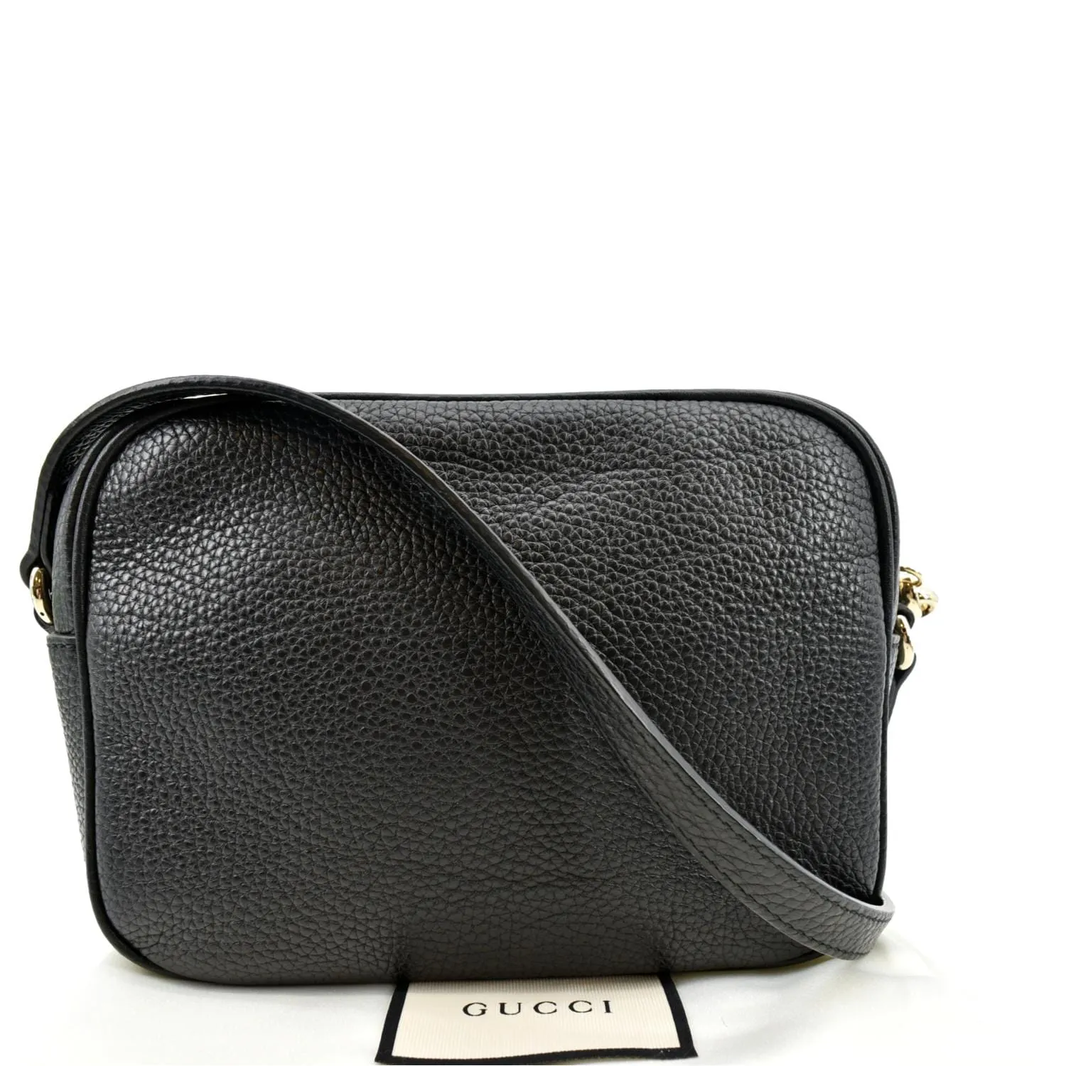 GUCCI Soho Disco Pebbled Leather Crossbody Bag Black 308364