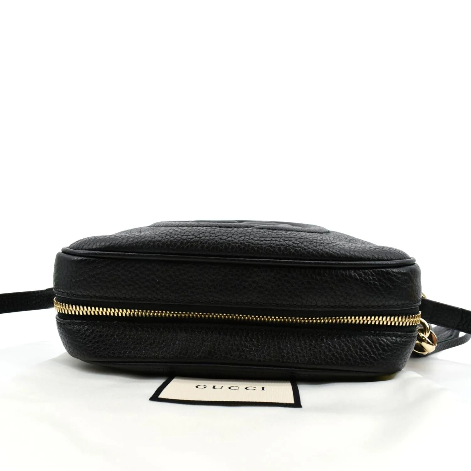 GUCCI Soho Disco Pebbled Leather Crossbody Bag Black 308364