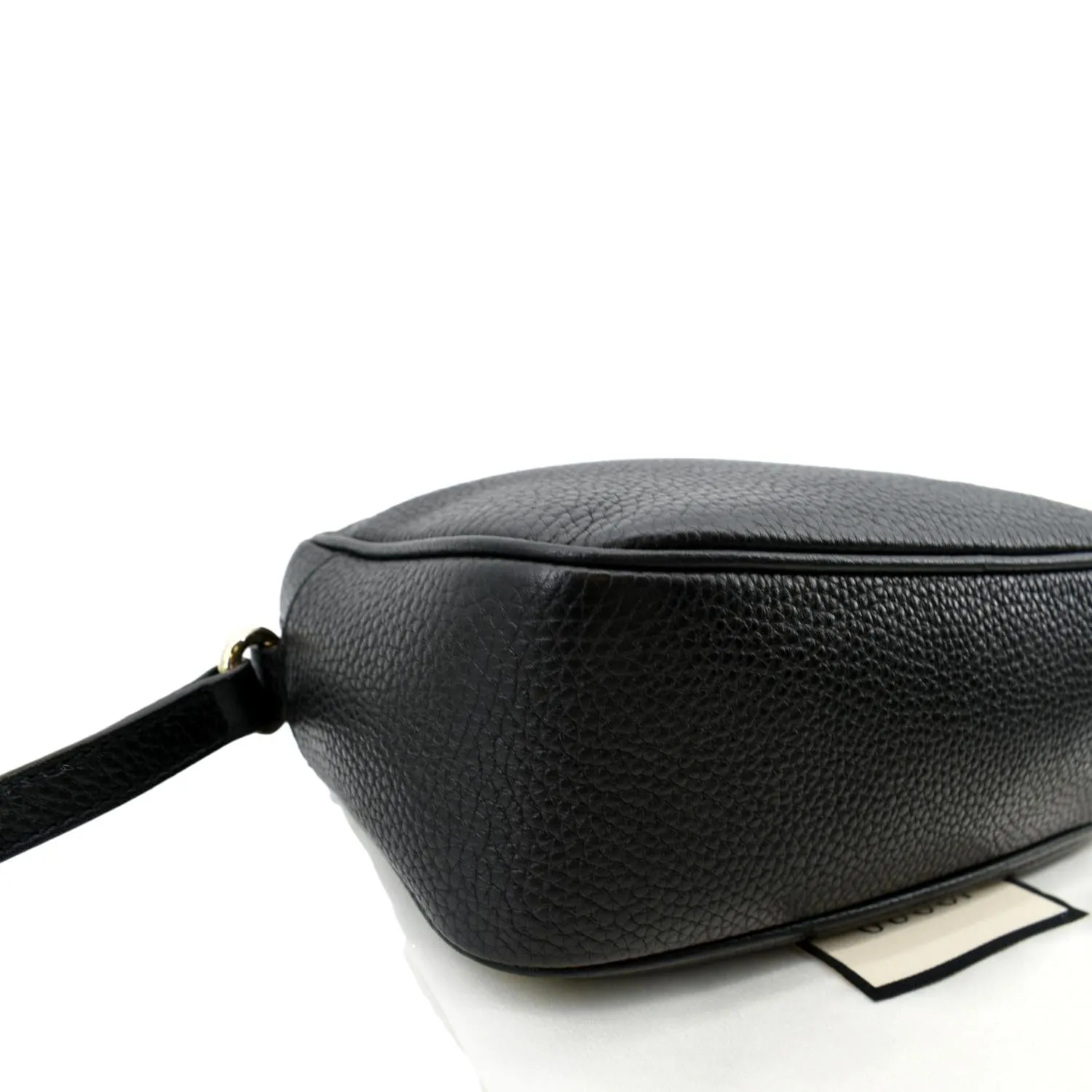 GUCCI Soho Disco Pebbled Leather Crossbody Bag Black 308364