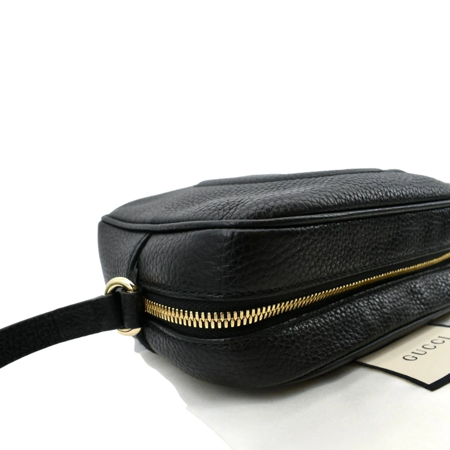 GUCCI Soho Disco Pebbled Leather Crossbody Bag Black 308364