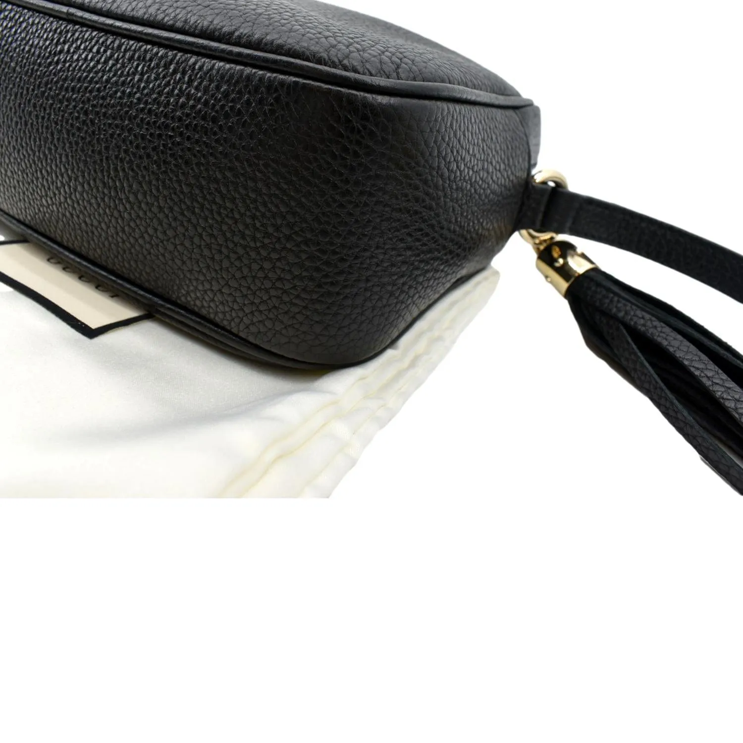 GUCCI Soho Disco Pebbled Leather Crossbody Bag Black 308364