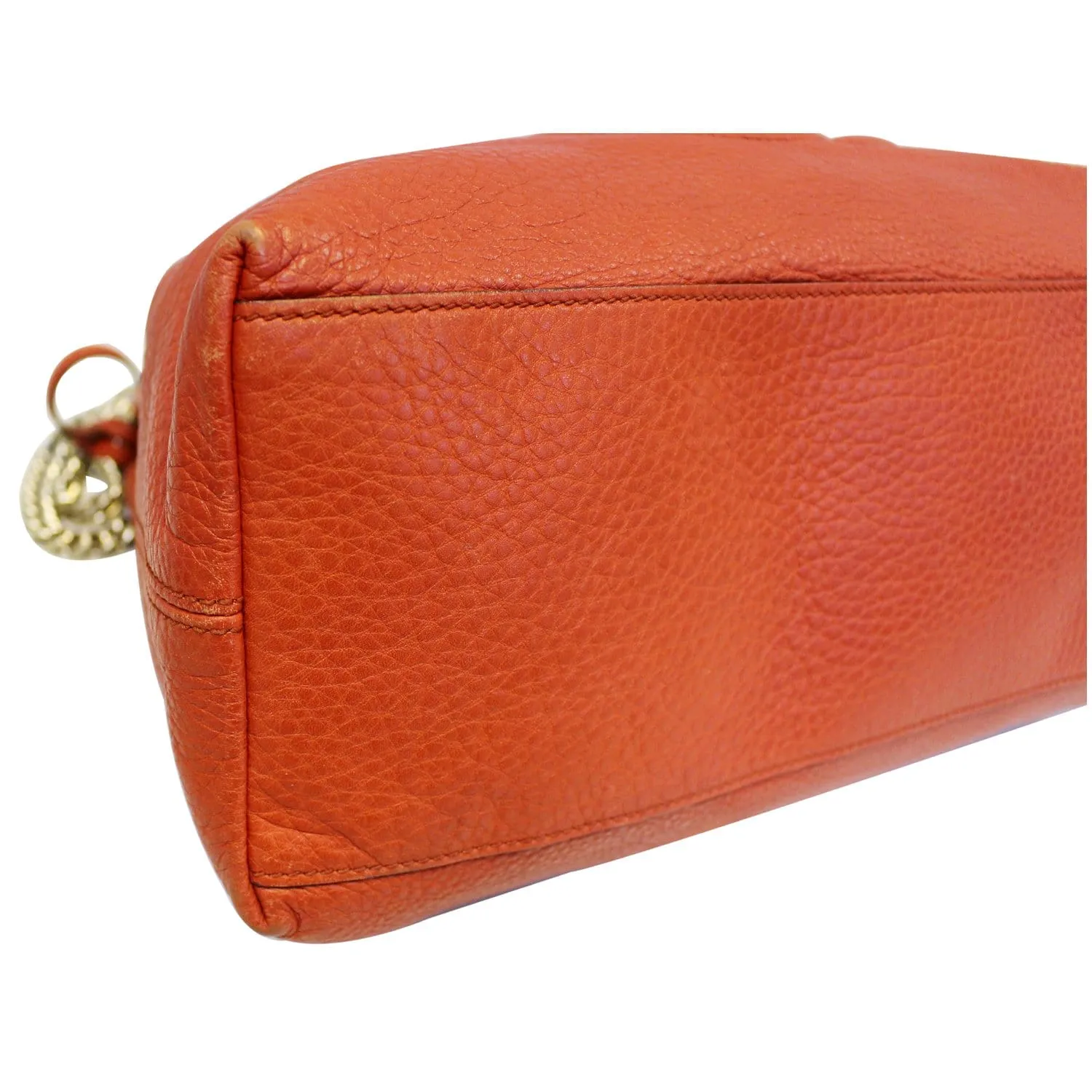 GUCCI Soho Pebbled Leather Chain Shoulder Bag Red 308982