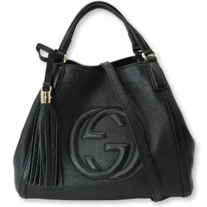 GUCCI Soho Small Pebbled Leather Shoulder Bag Black 336751
