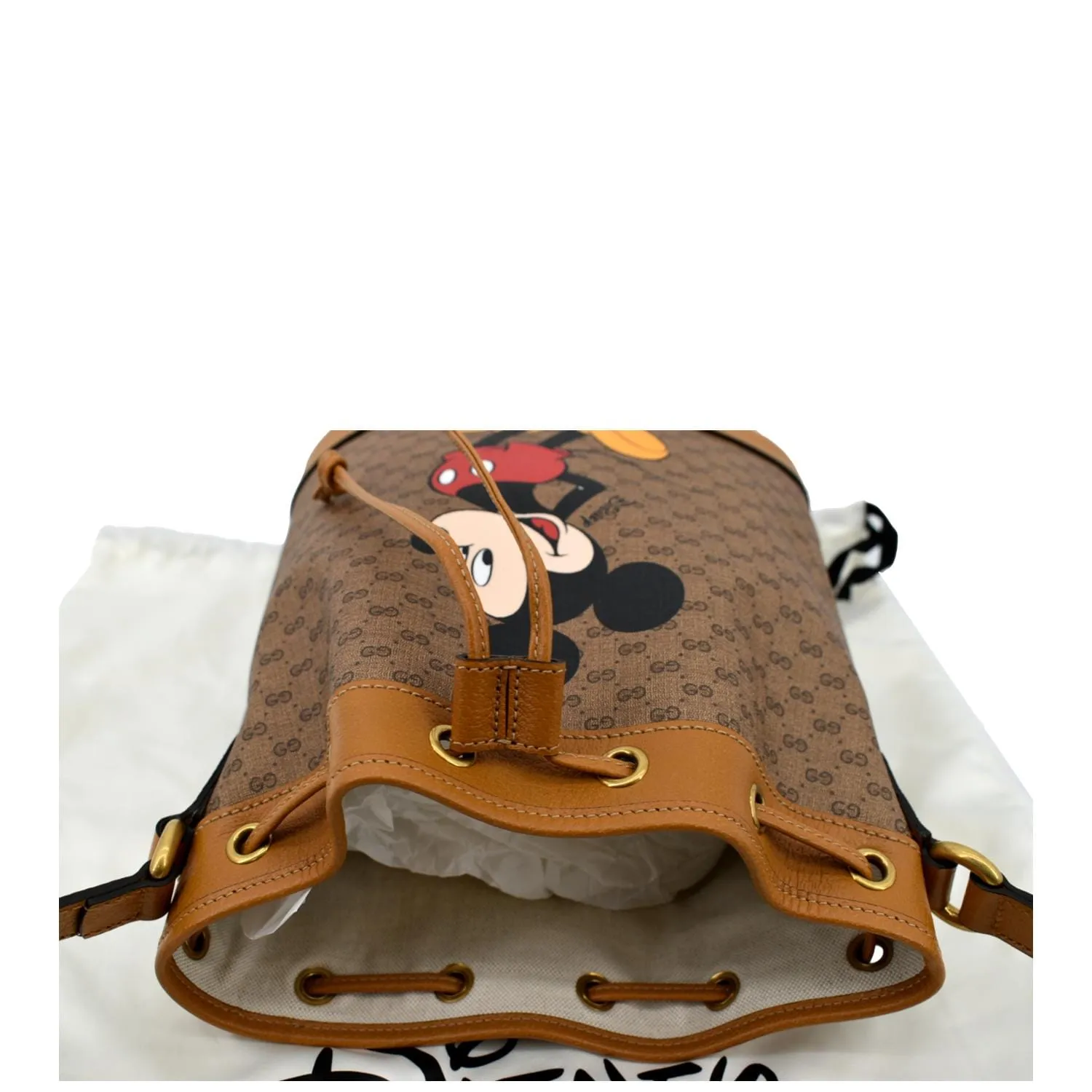 GUCCI X DISNEY Mini Vintage GG Supreme Monogram Bucket Bag Beige 602691