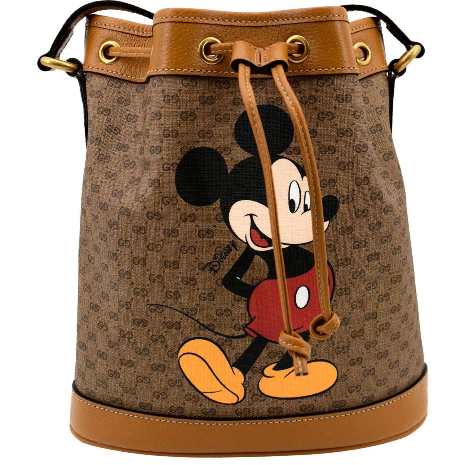 GUCCI X DISNEY Mini Vintage GG Supreme Monogram Bucket Bag Beige 602691