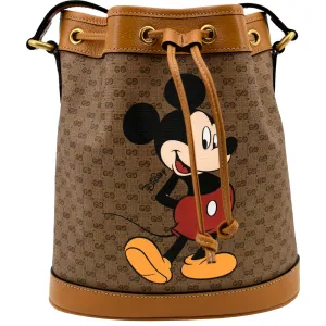 GUCCI X DISNEY Mini Vintage GG Supreme Monogram Bucket Bag Beige 602691