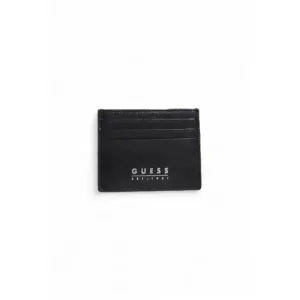 Guess Men's Black Leather Wallet with Inside Pockets