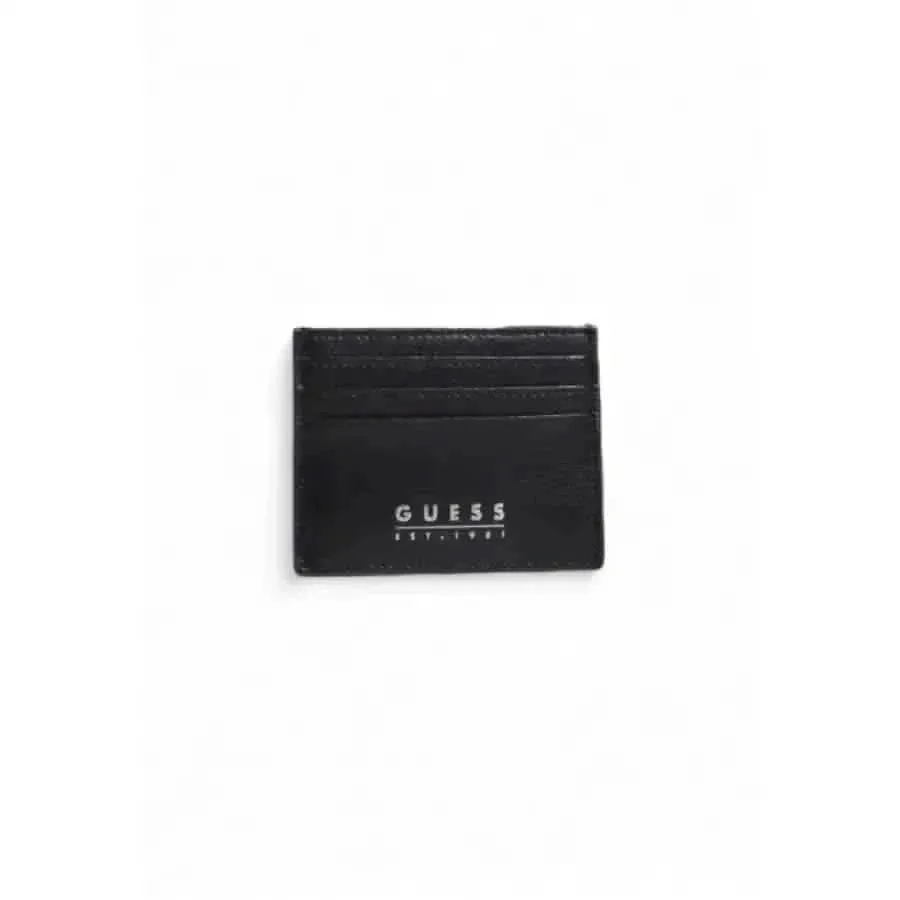 Guess Men's Black Leather Wallet with Inside Pockets