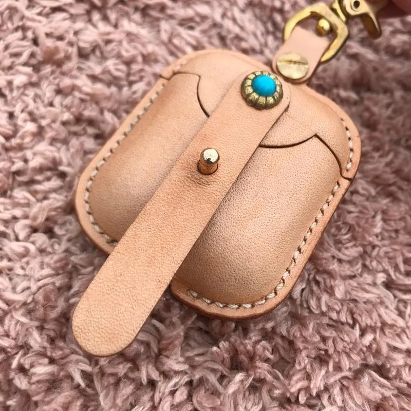 Handmade Beige Leather AirPods Pro Case with Belt Clip Leather AirPods Pro Case Airpod Case Cover
