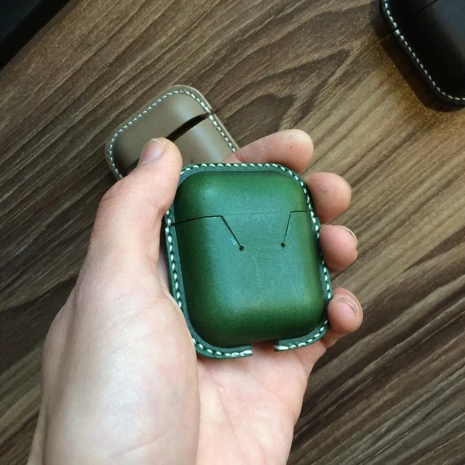 Handmade Black Leather AirPods 1,2 Cases Leather AirPods Case 1,2 Airpod Case Cover