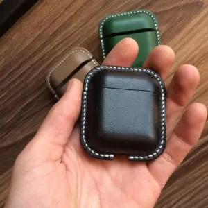 Handmade Black Leather AirPods 1,2 Cases Leather AirPods Case 1,2 Airpod Case Cover