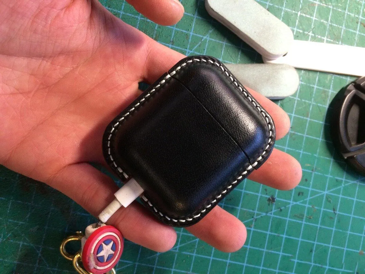 Handmade Black Leather AirPods 1,2 Cases Leather AirPods Case 1,2 Airpod Case Cover