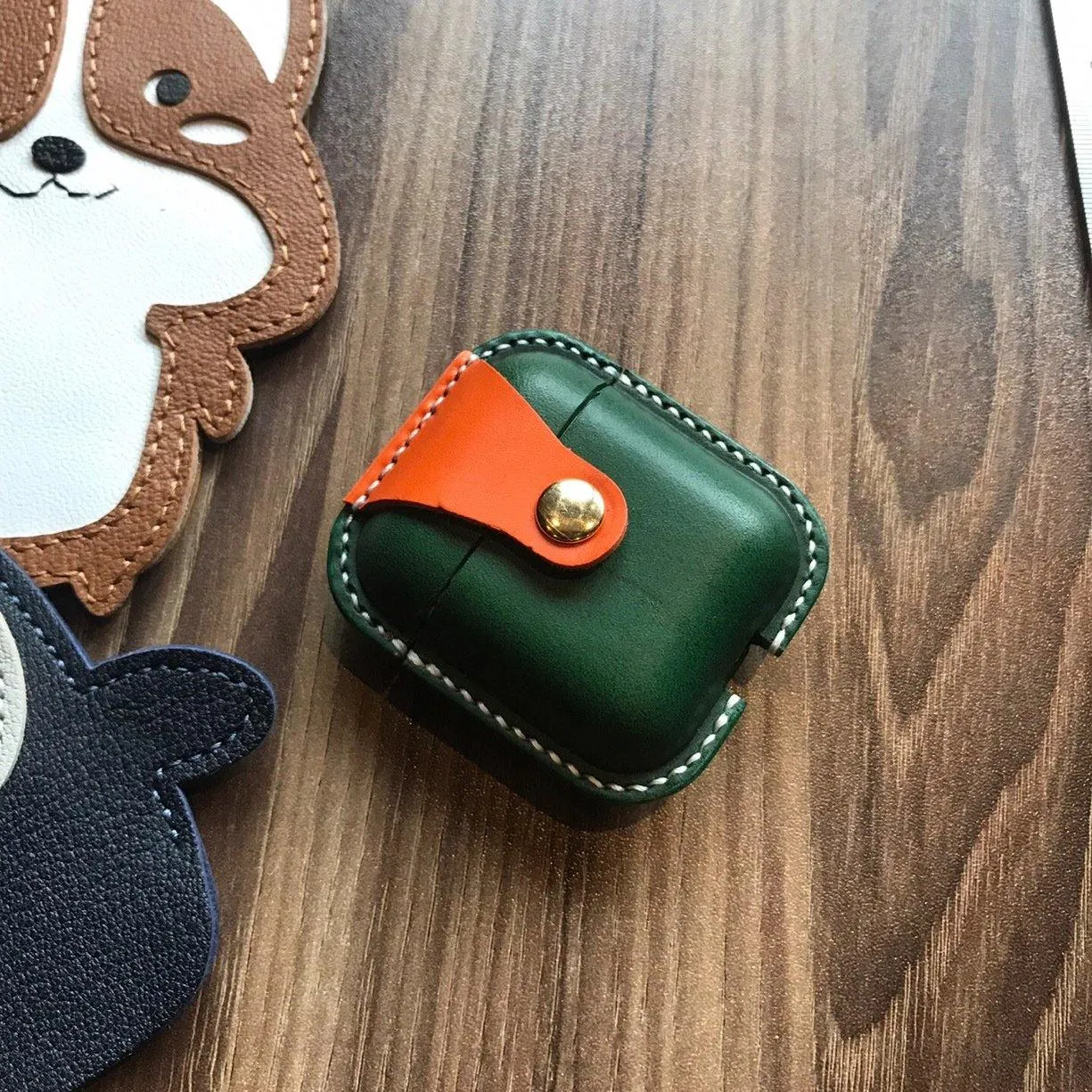 Handmade Black Leather AirPods 1,2 Cases Leather AirPods Case 1,2 Airpod Case Cover