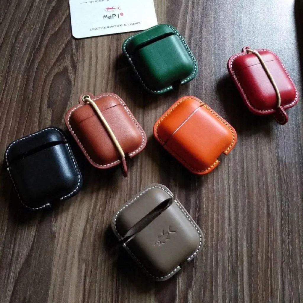 Handmade Black Leather AirPods 1,2 Cases Leather AirPods Case 1,2 Airpod Case Cover