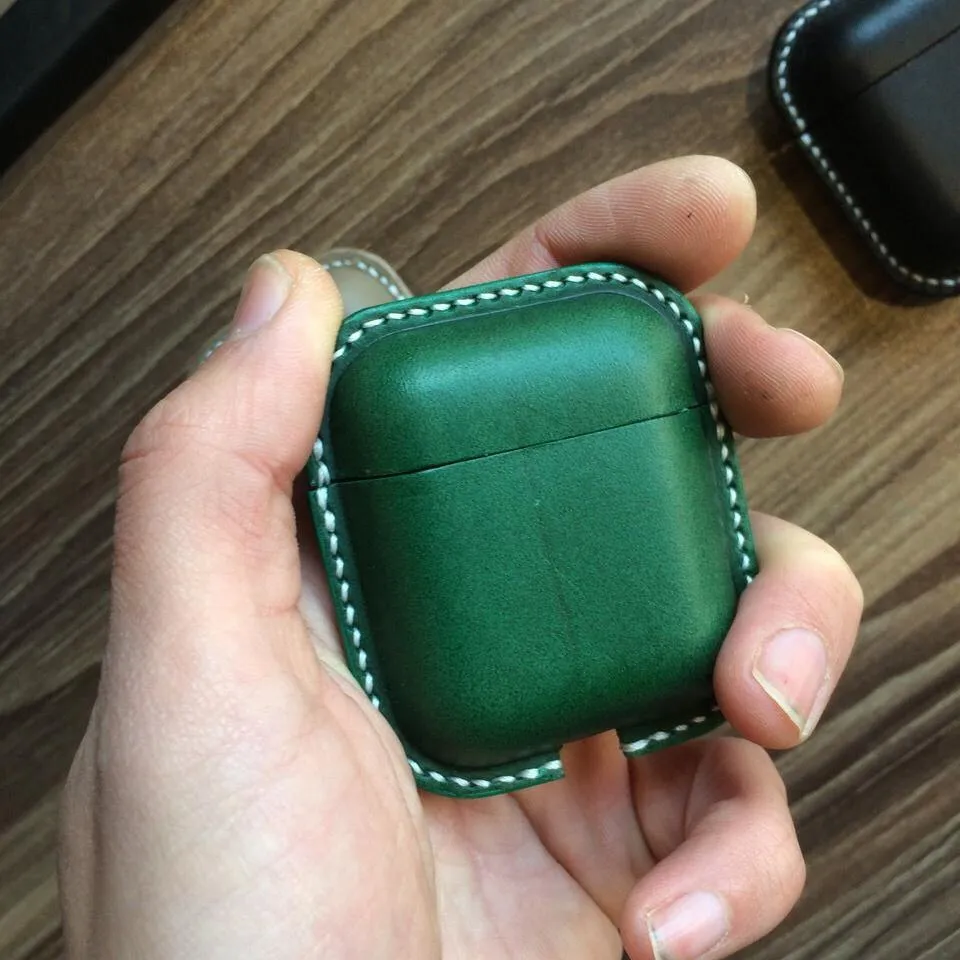 Handmade Black Leather AirPods 1,2 Cases Leather AirPods Case 1,2 Airpod Case Cover