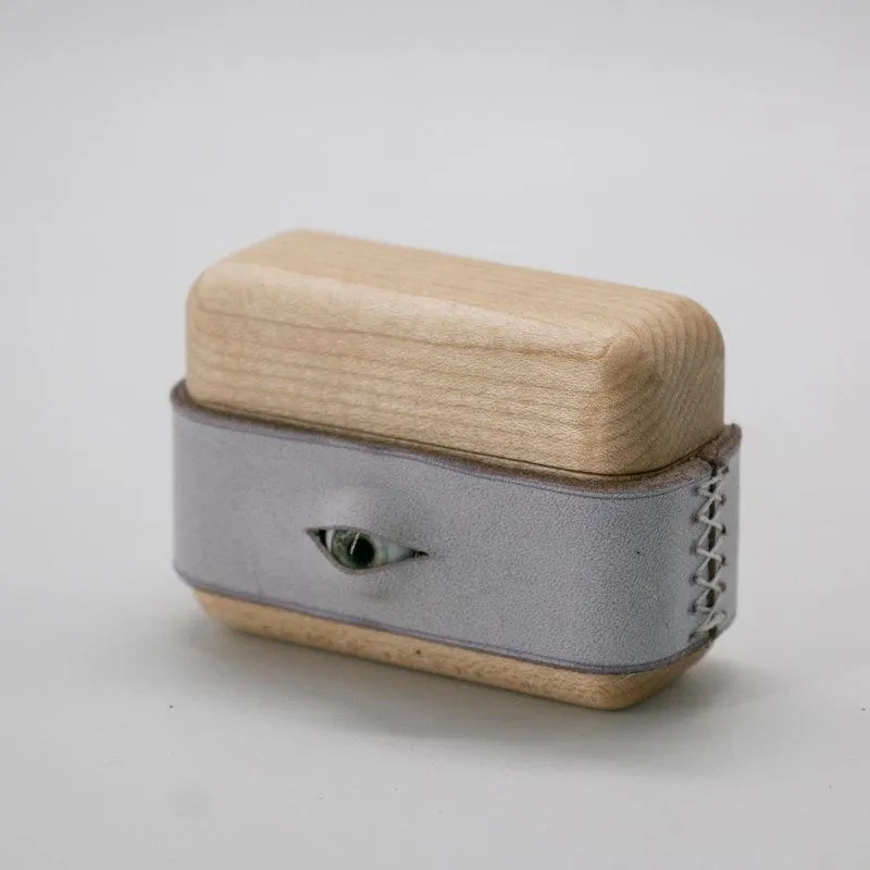 Handmade Blue Leather Wood AirPods 1,2 Case with Eye Custom Leather AirPods 1,2 Case Airpod Case Cover