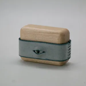 Handmade Blue Leather Wood AirPods 1,2 Case with Eye Custom Leather AirPods 1,2 Case Airpod Case Cover