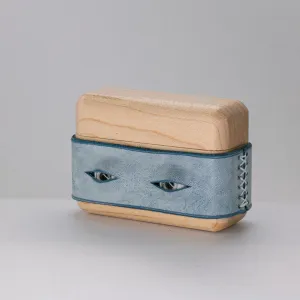 Handmade Blue Leather Wood AirPods 1,2 Case with Eyes Custom Leather AirPods 1,2 Case Airpod Case Cover