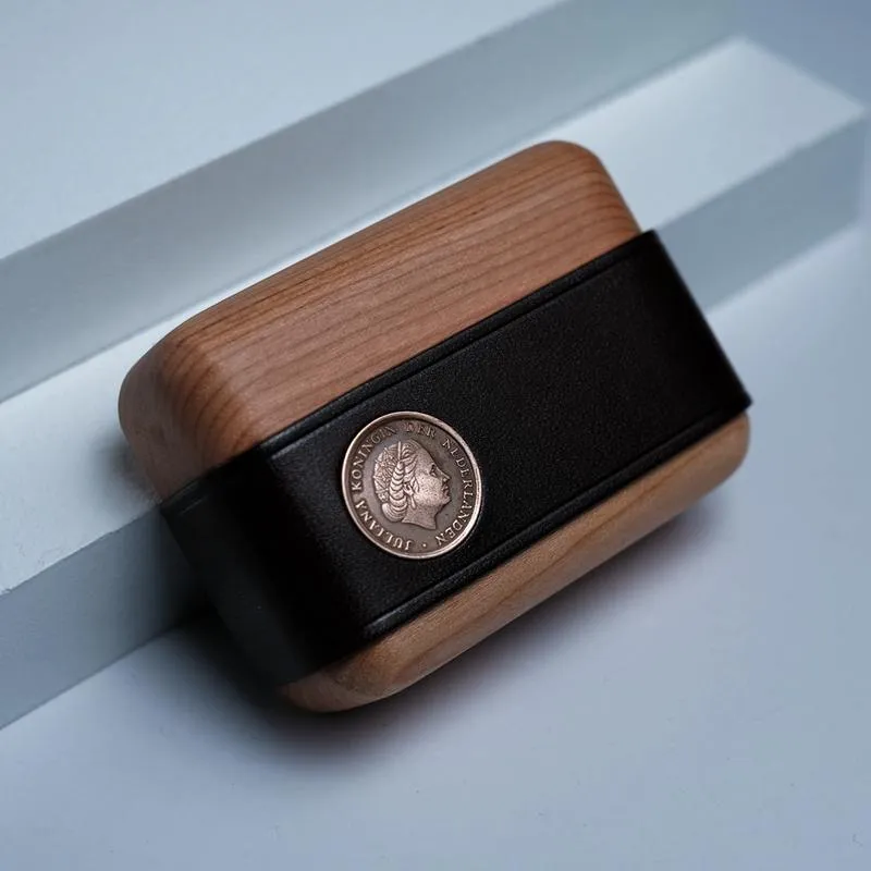Handmade Green Leather Wood AirPods Pro Case Custom Leather AirPods Pro Case Airpod Case Cover