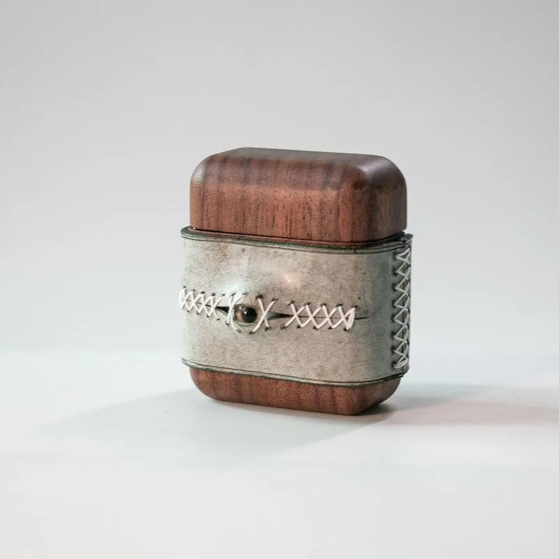 Handmade Green Leather Wood AirPods Pro Case with Eye Green Leather AirPods Pro Case Airpod Case Cover