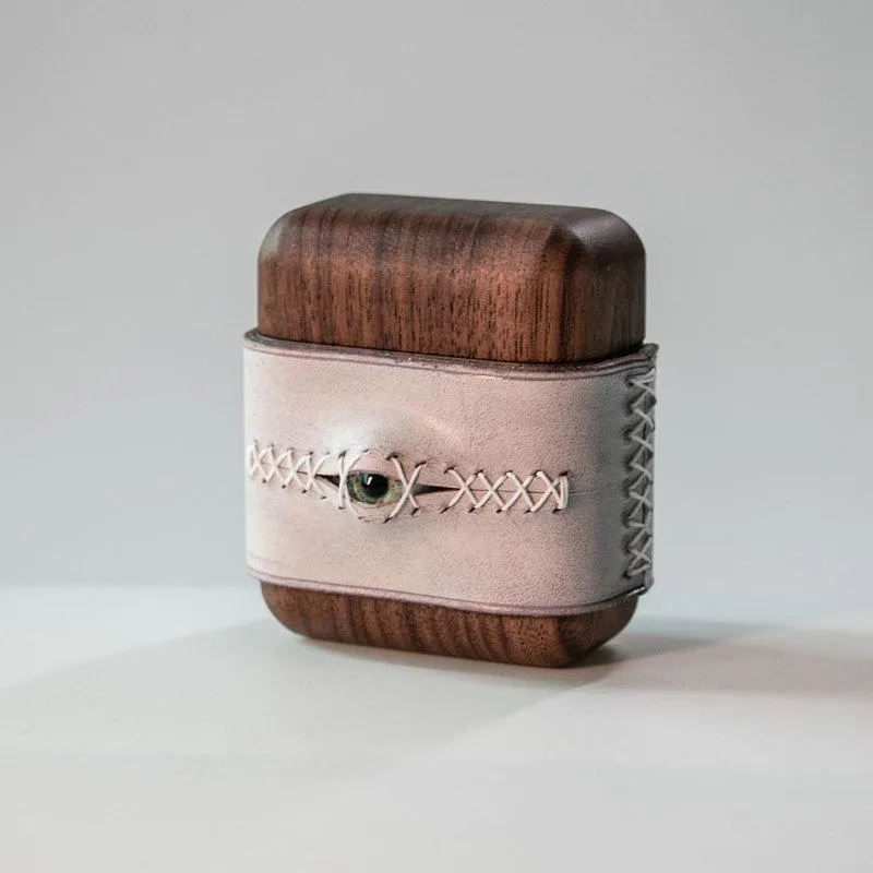 Handmade Purple Leather Wood AirPods Pro Case with Eye Purple Leather AirPods Pro Case Airpod Case Cover