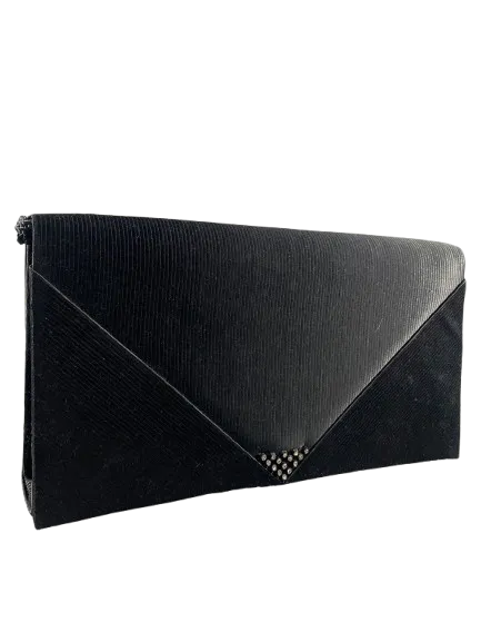 Henry Birks Black Vintage Envelope Clutch