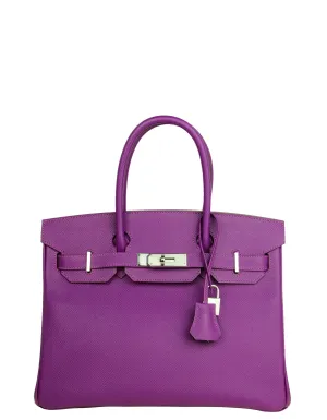 Hermes Anemone Purple Epsom Leather 30cm Birkin Bag PHW