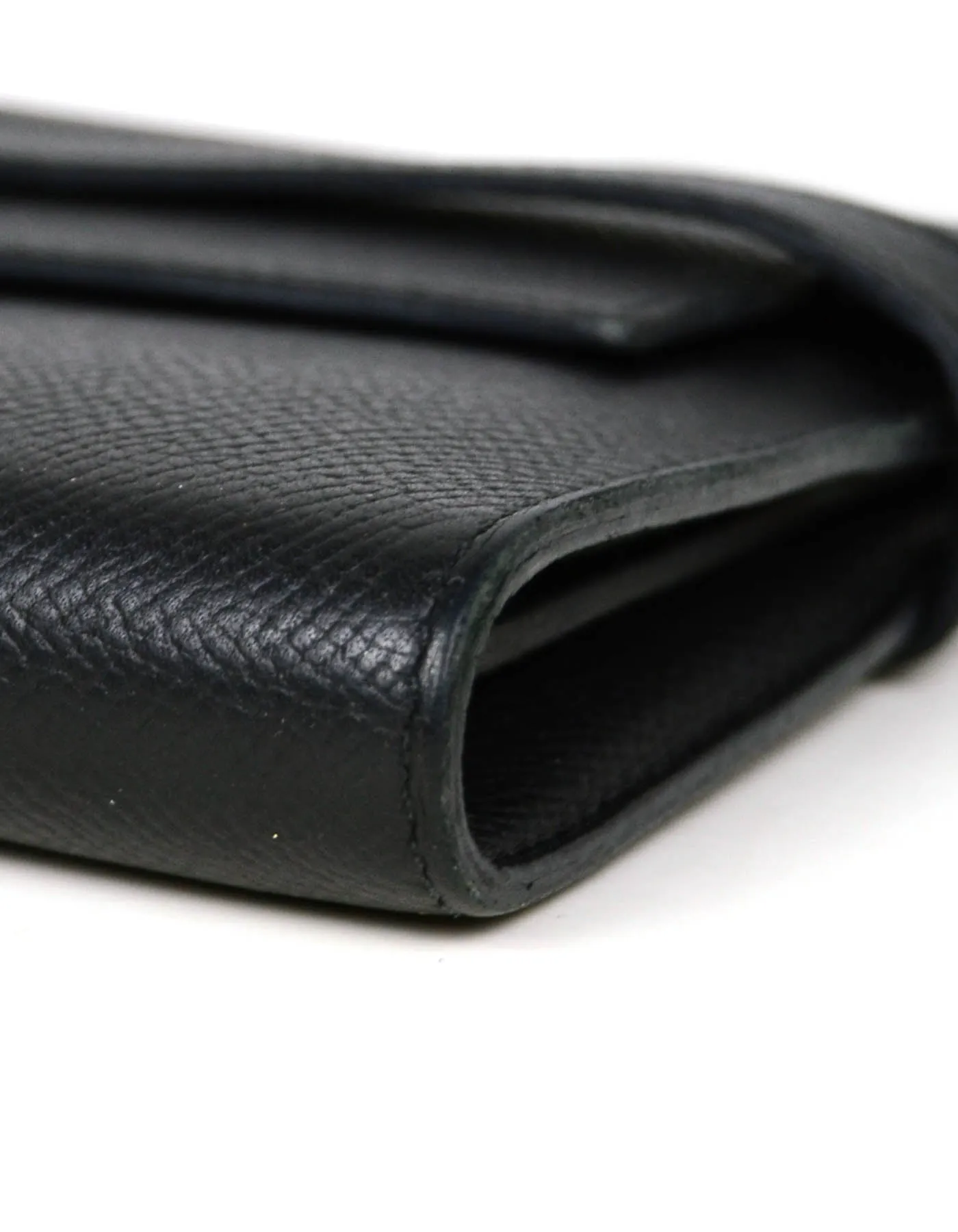Hermes Black Epsom Kelly Longue Wallet w/ Palladium